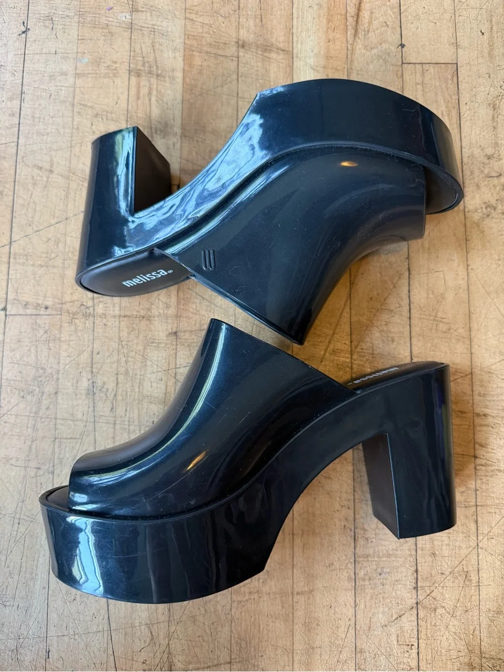 MELISSA Hype Jelly Platform Mules Sandals Heels Chunky Y2K Bratz Black US 6